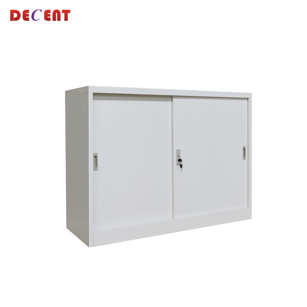 ตู้เอกสารเหล็กบานเลื่อน DECENT รุ่น M1-4 สีขาว ทึบเตี้ย 120 ซม.
